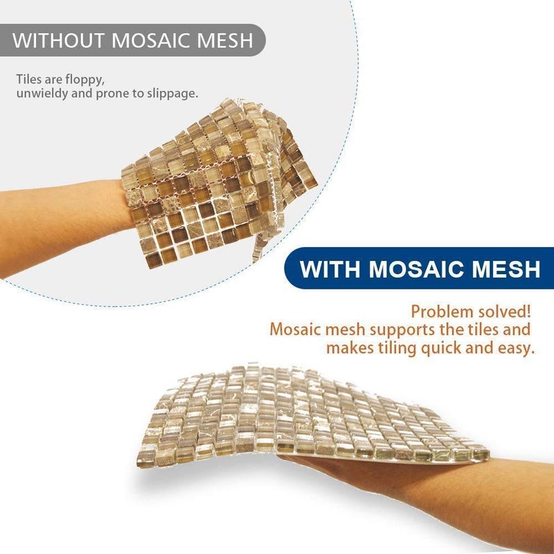Uni-Green Mosaic Mesh Back with Strong Adhesive for Mosaic Tile Installation 12X12 (11pcs/Pack) for Children Handmade Crystal Craft for Bathroom Kitchen Home Decoration DIY Art Projects. - Image 3